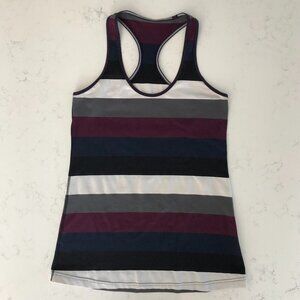 Lululemon Racer Back Stripped Top Navy White Blue Black Gray Sz S/M no tag